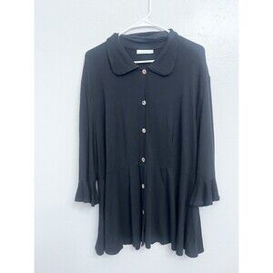 Bryn Walker Dress Women Large Black Tunic Pockets Rayon USA Lagenlook Minimalist